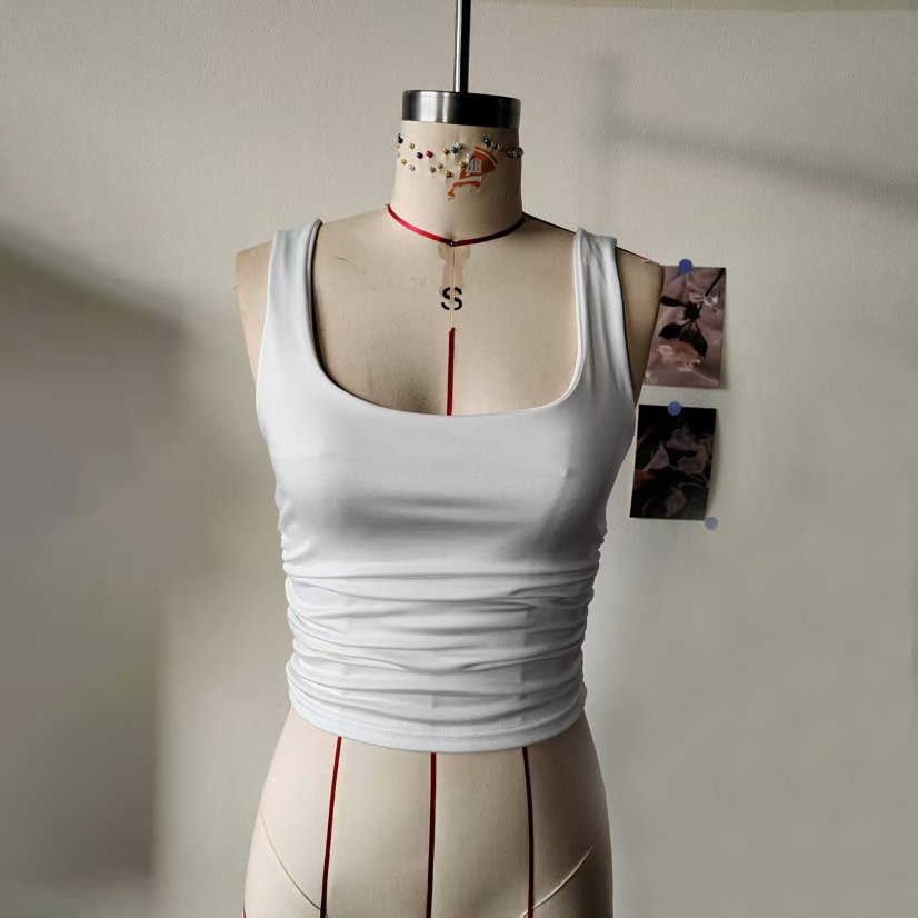Tops 979 Square-Neck Cropped Stretch Tank Top