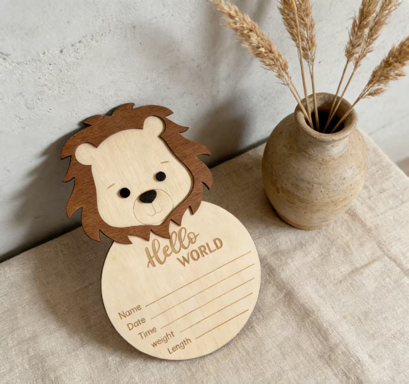 Infant Baptism Wooden Baby Bear Milestone Birthday First Birthday Photo Commemorative Prop