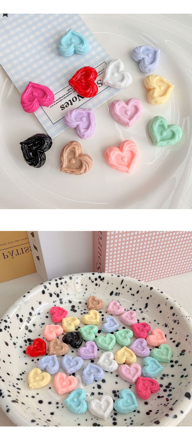 Solid Color Acrylic Beads Cookie love beads