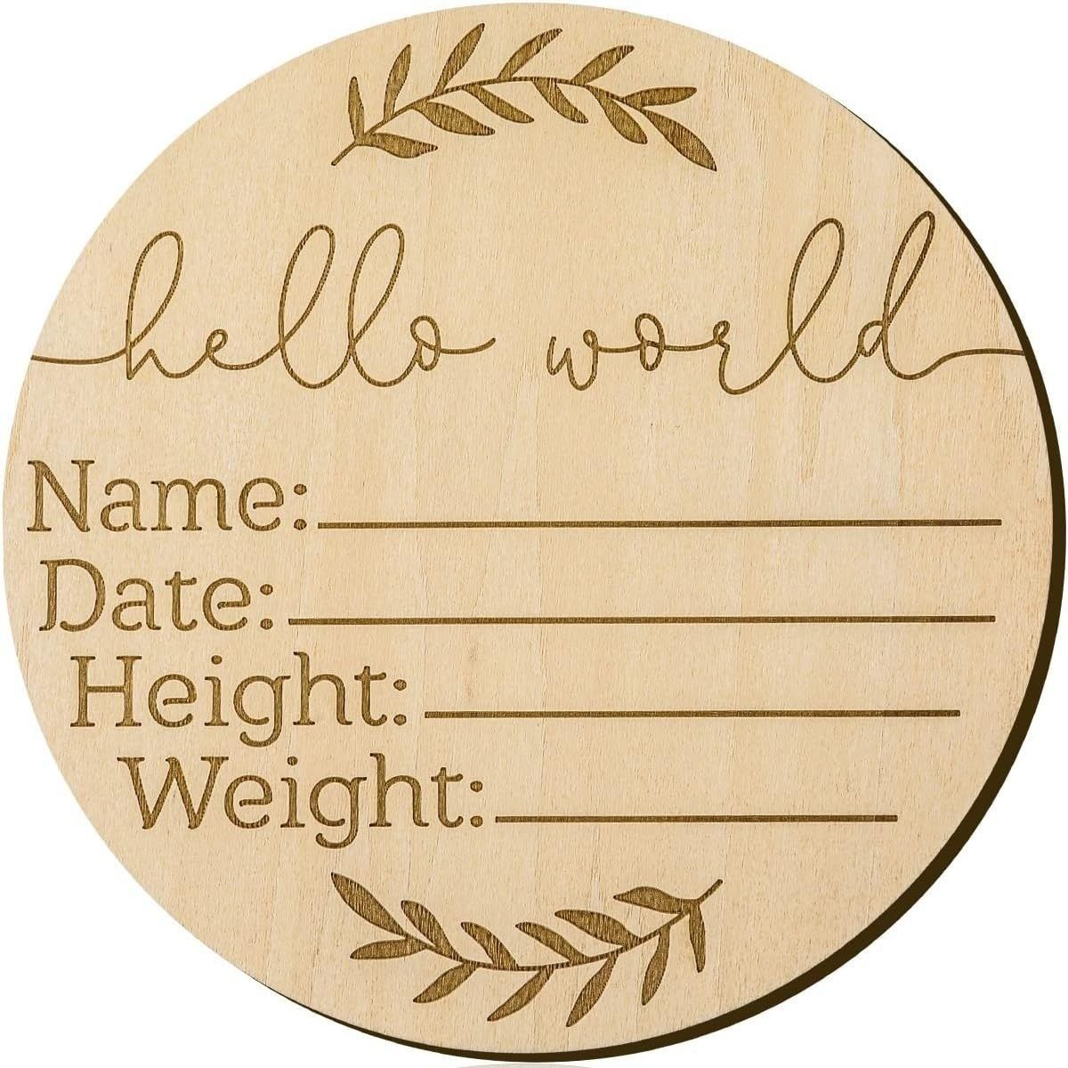 Infant Baptism Newborn Sign Round Wooden Milestone