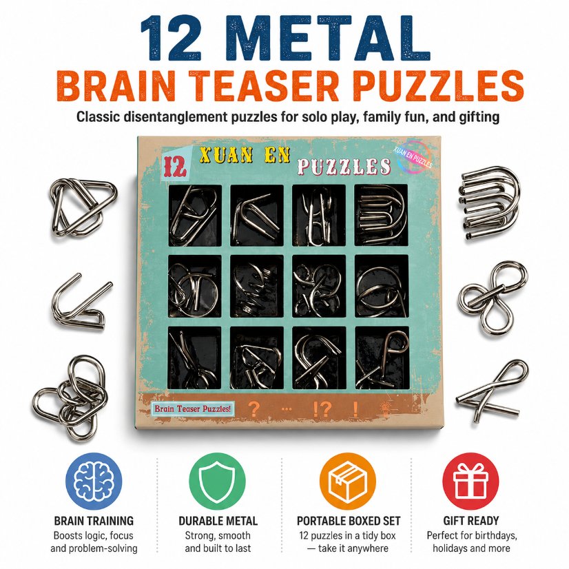 Puzzle Lock Metal Unlock Puzzle 12-in-1 Set