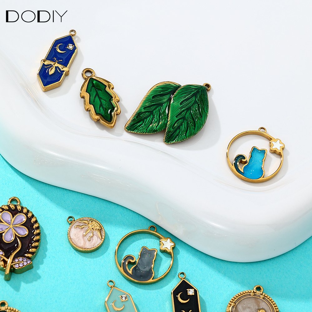 Charms DODY Nature Witchy Enamel Charms | 316L Stainless Steel 18K PVD Gold DIY Jewelry Pendants