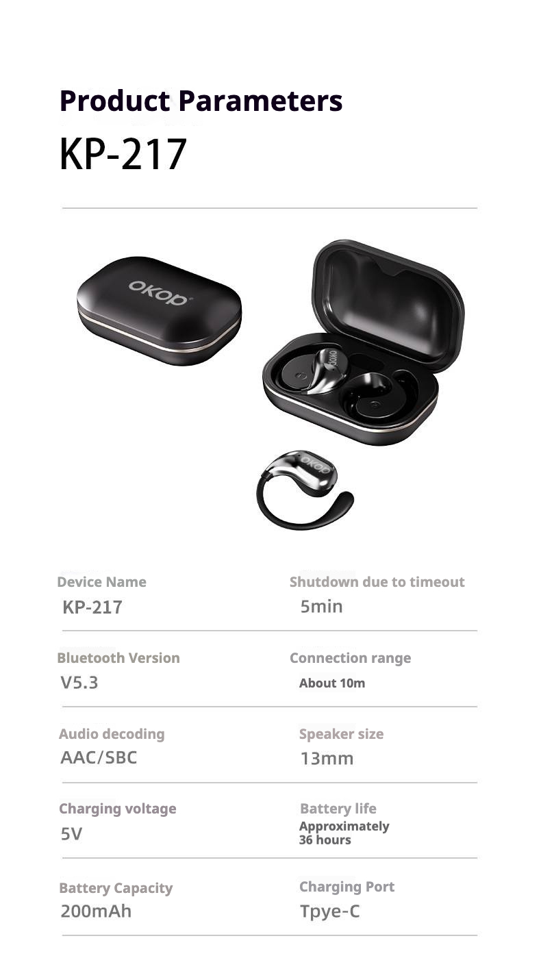 TWS Earbuds KP-217 Wireless Bluetooth Ear-Hook Earbuds