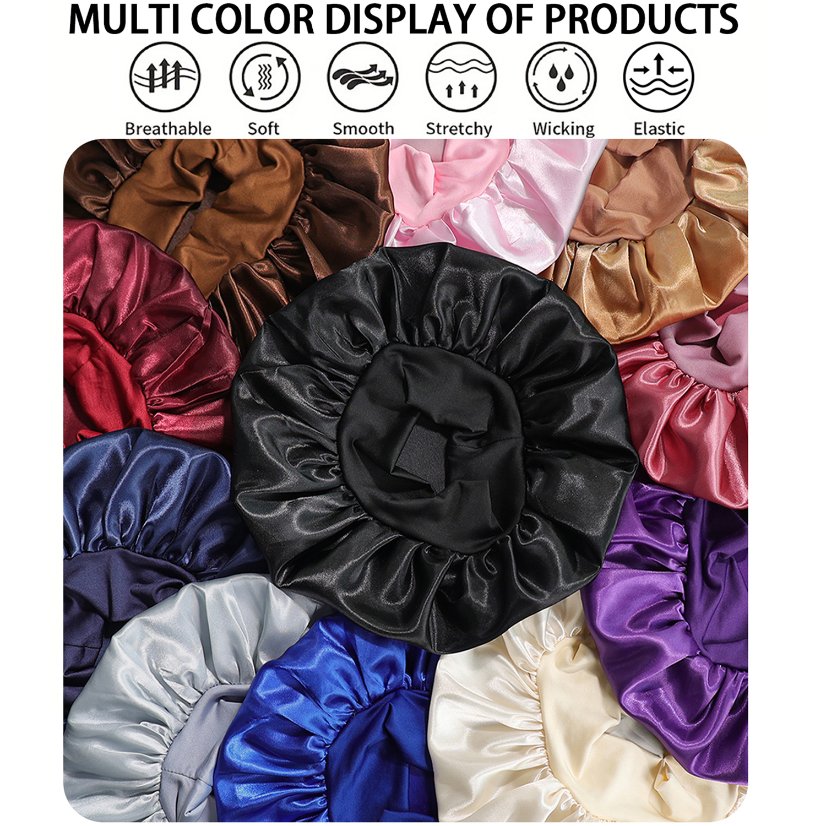 Bonnet Women Solid Color Silky Satin Bonnet, Soft Comfortable Hair‑Protecting Sleep Cap