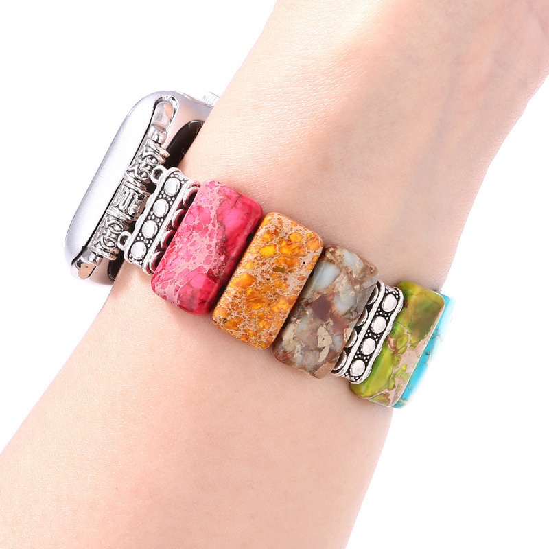 Watch strap Turquoise Beaded Elastic Strap for Apple Watch Series 9/8/7/6/5/4/SE