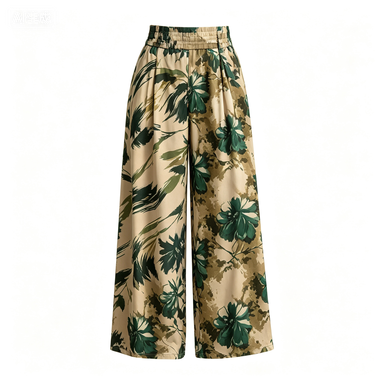 Outdoor Casual Women's Printed High-Waist Wide-Leg Pants
