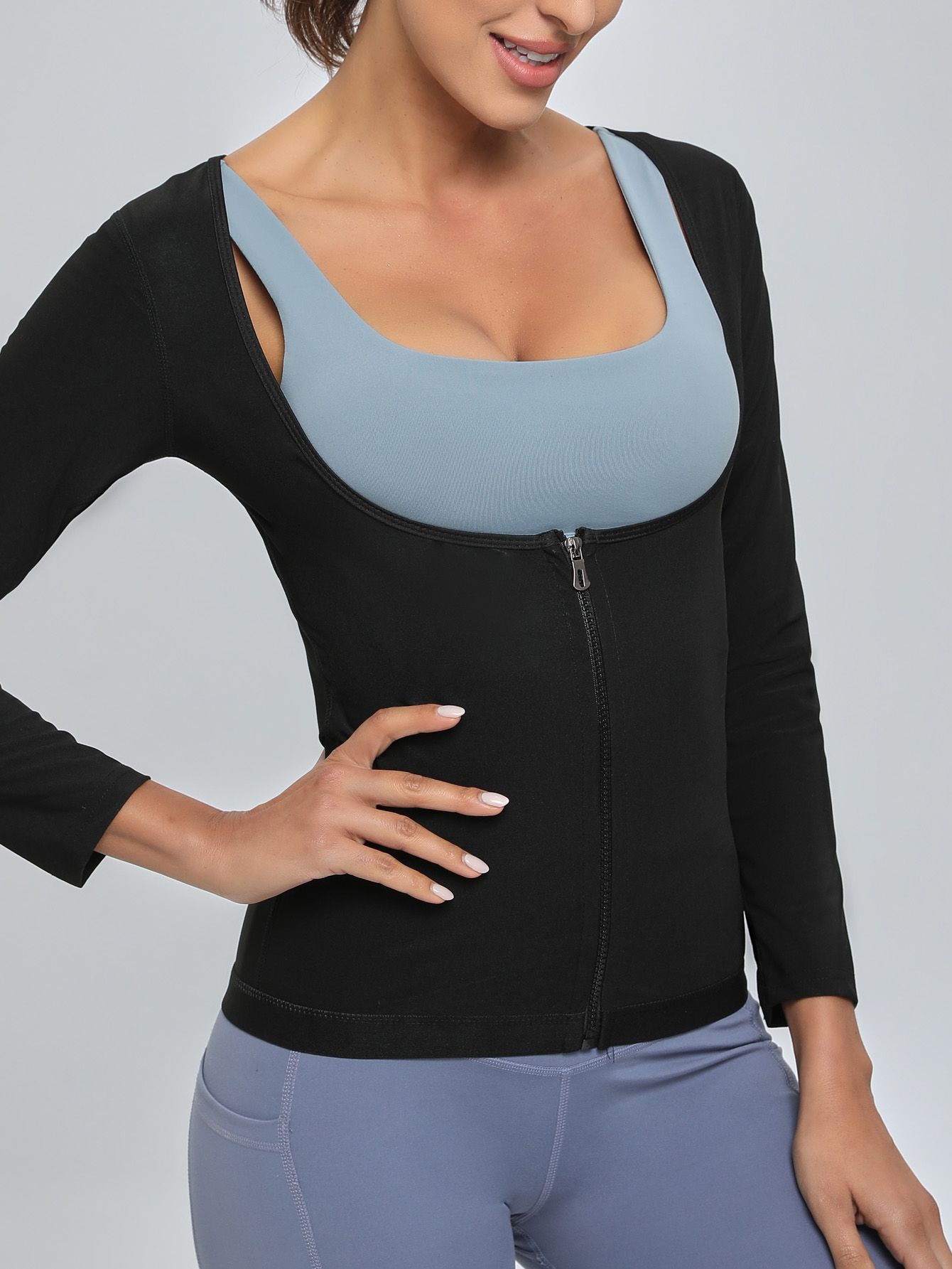 Activewear Zip Long Sleeve Top