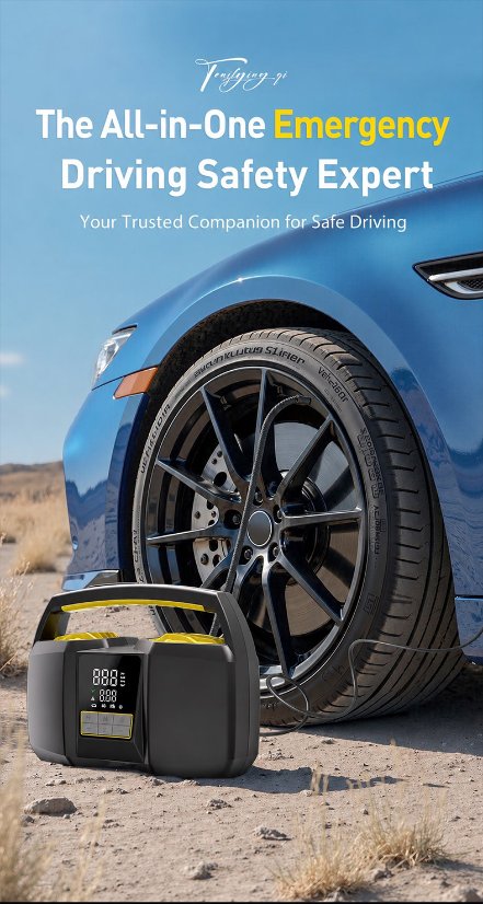 Vehicle-mounted air pump CARSUN Dual 25-Cylinder Wired Car Tire Inflator (12V Cigarette Lighter Version)