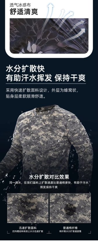 Quick-dry T-shirt Camo Quick-Dry Long-Sleeve T-Shirt for Men – Military Training Physical Fitness Tee