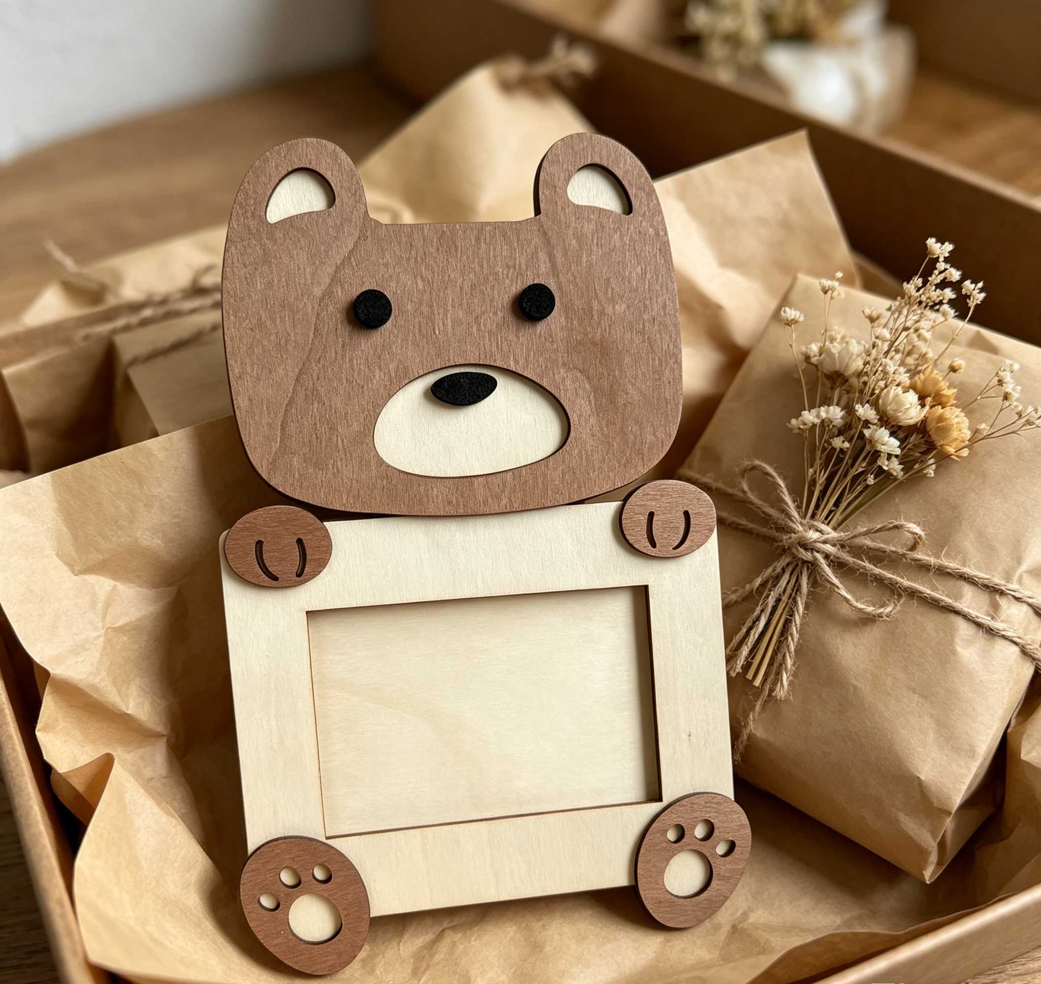Infant Baptism Animal Photo Frame Set Fox Lion Bear