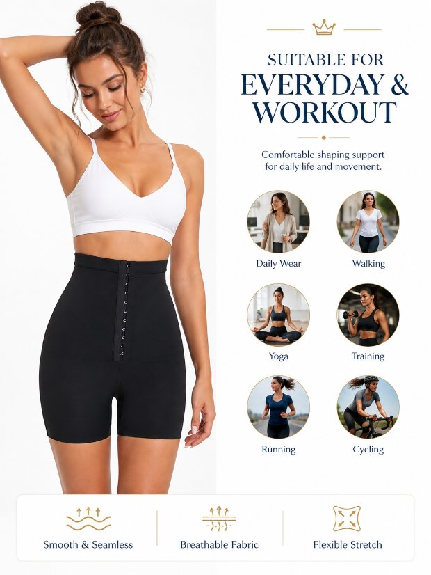 legging-shorts-capri-pant Women Sauna Shorts 3inch High Waisted Shapewear Shorts Weight Loss Compression Sweatsuit Exercise Fitness Gym Yoga With Hooks