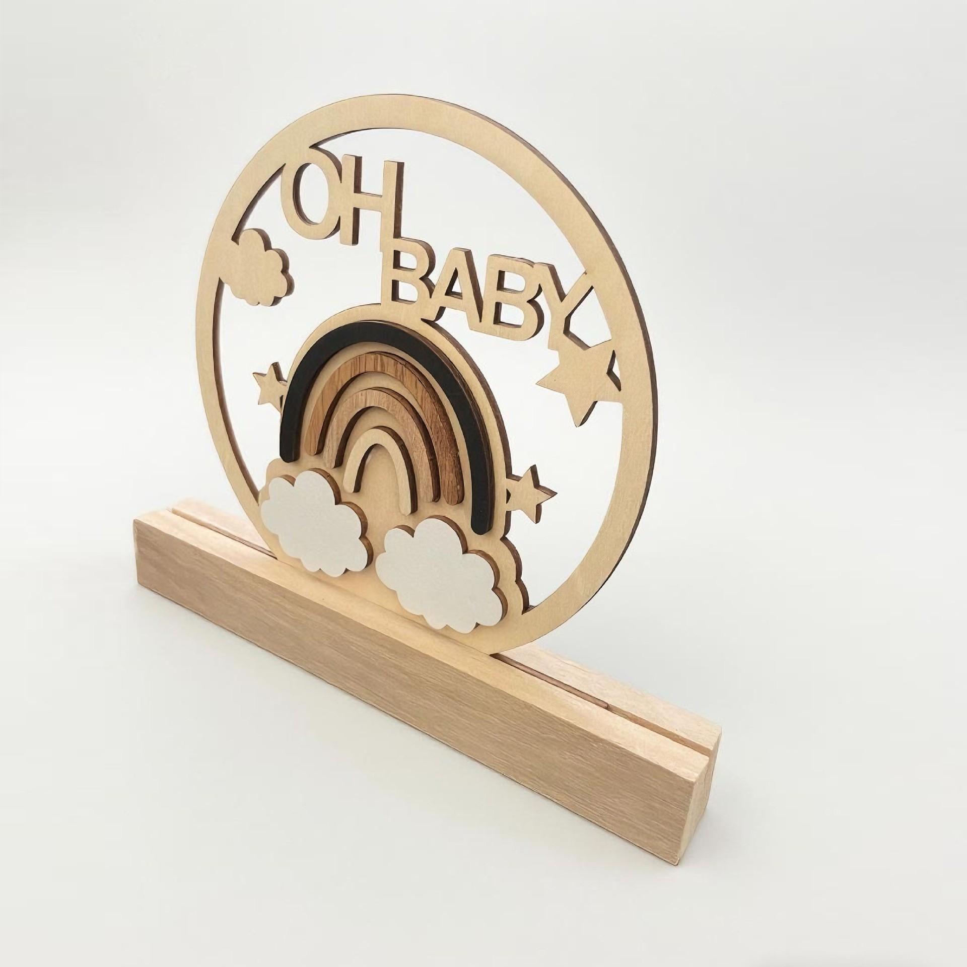 Infant Baptism Hello World Wooden Newborn Photography Announcement Board Prop