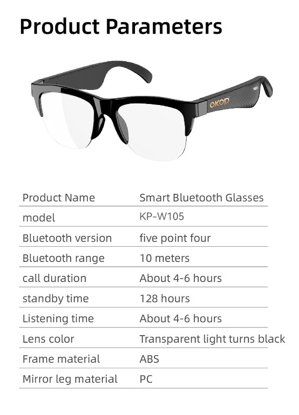 Smart glasses KP-Y105 Smart Bluetooth Glasses