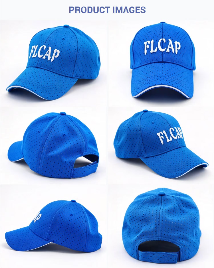 Sports Caps White Piping 3D Embroidery Adjustable Sandwich Brim Mesh Baseball Cap Breathable Perforated Outdoor Golf Running Sport Hat