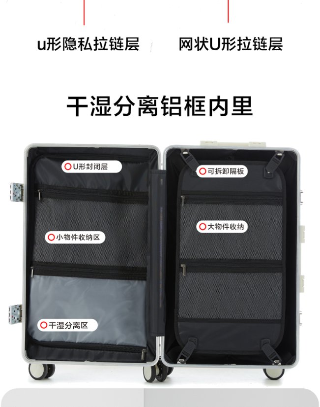 Trolley Luggage Large-Capacity Aluminum-Frame Spinner Luggage