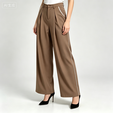 Everyday & Commuter Women's Contrast Side-Stripe Pleated Wide-Leg Trousers