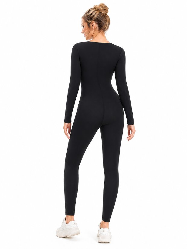 jumpsuit- 3 in 1 waist trimmer shaper Plus Size Sauna Suit Jumpsuit – Full Body Compression Long Sleeve Waist Trainer with Heat-Trapping Fabric for Gym & Running