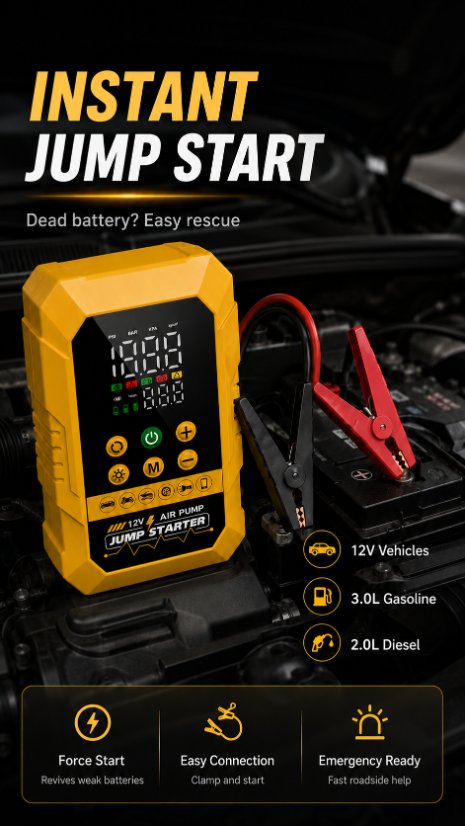 Vehicle-mounted air pump Jump Starter Air Pump(2-in-1 Jump Starter & Air Pump)