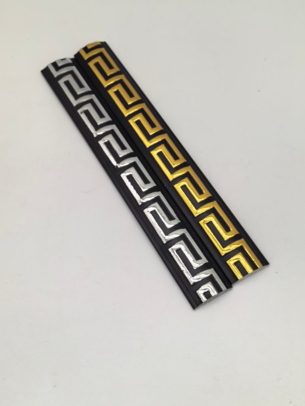 decor line PS Chinese Hui Pattern Curved Molding, Black Base Gold Foil Frame Trim