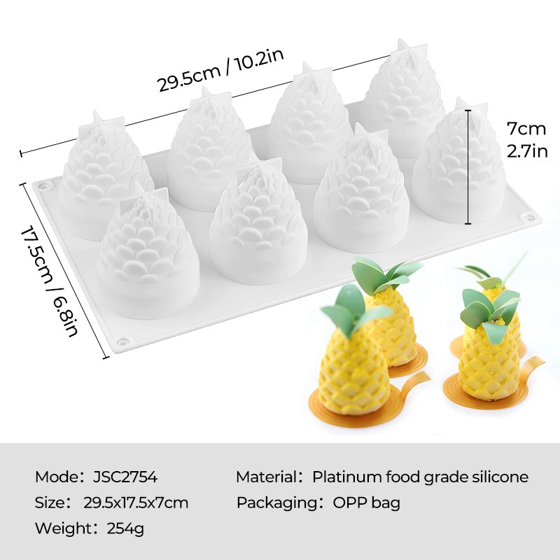 Hot Factory Pineapple Pear Cherry Mango Verrhoa Carambola Peach Shape LFGB Reusable Fruit Mold Silicone Mousse Cake Mould