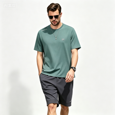 Short-Sleeve T-Shirts Men's Textured Quick-Dry Crew-Neck T-Shirt