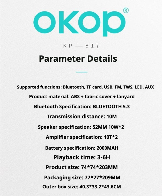 Portable Outdoor Bluetooth Speaker KP-817 Wireless Bluetooth Speaker