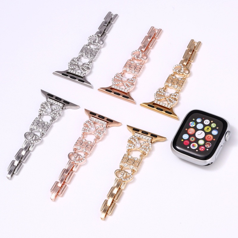 Alloy watch band Bow Rhinestone Metal Strap for Apple Watch All Series