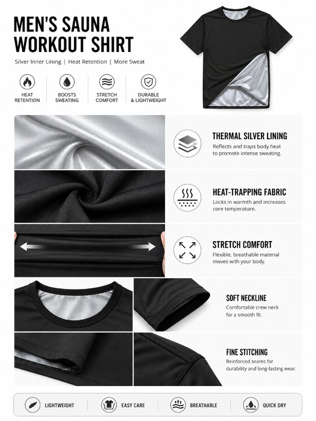 vest-top-tshirt-jacket-bra-tank Sauna Shirt for Men - Heat Trapping Sweat Vest, Sauna Suit For Men, Compression Workout Sweat Suit for Gym, Workouts