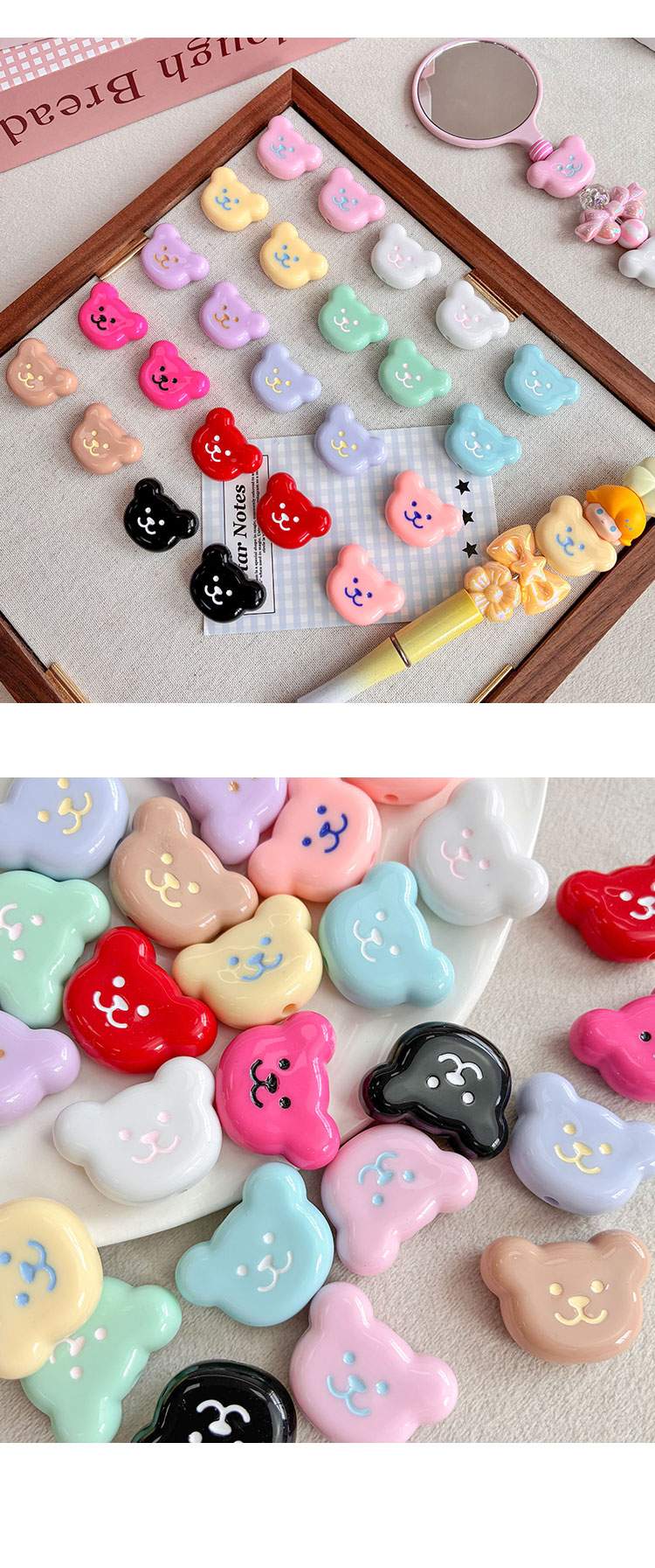 Solid Color Acrylic Beads Cute bear beads