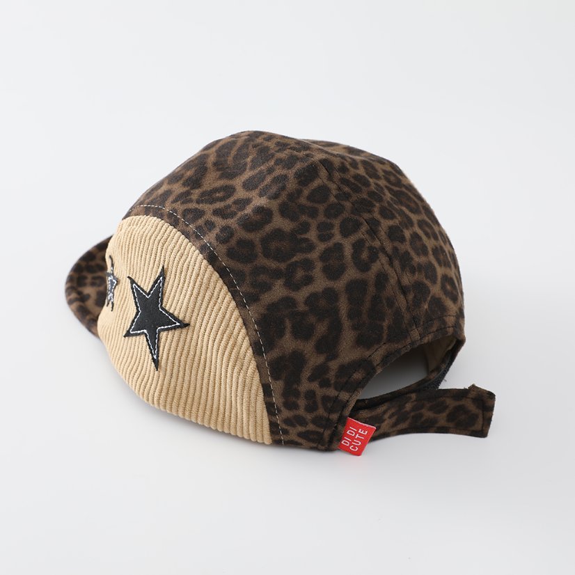 Autumn Style Leopard Print Corduroy Kids Star Baseball Cap