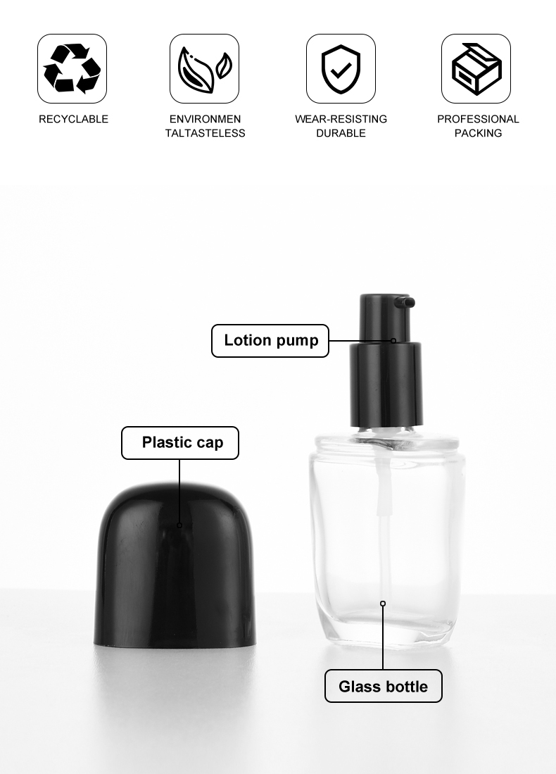 base de maquillaje líquida 30ml Exquisitely Crafted Glass Foundation Bottle