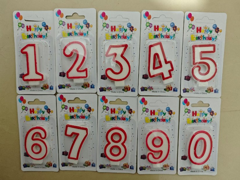 Number Birthday Candles Red-Edged Minimalist Number Birthday Candle