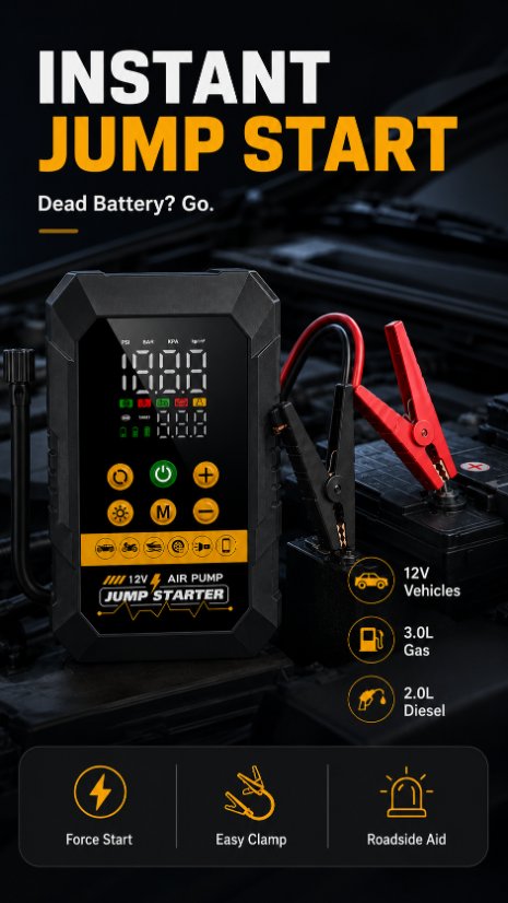 Vehicle-mounted air pump Jump Starter Air Pump(2-in-1 Jump Starter & Air Pump)