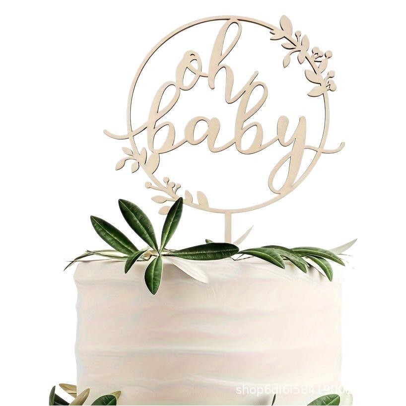 Infant Baptism Wooden Birthday Cake Decoration Insert Sign