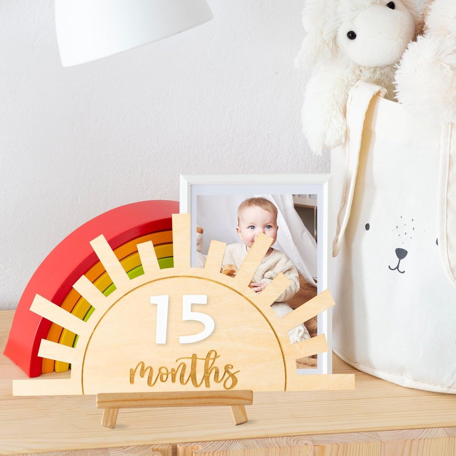 Infant Baptism Wooden Bohemian Sun Pendant Nursery Wooden Laser Engraved Wooden Sign
