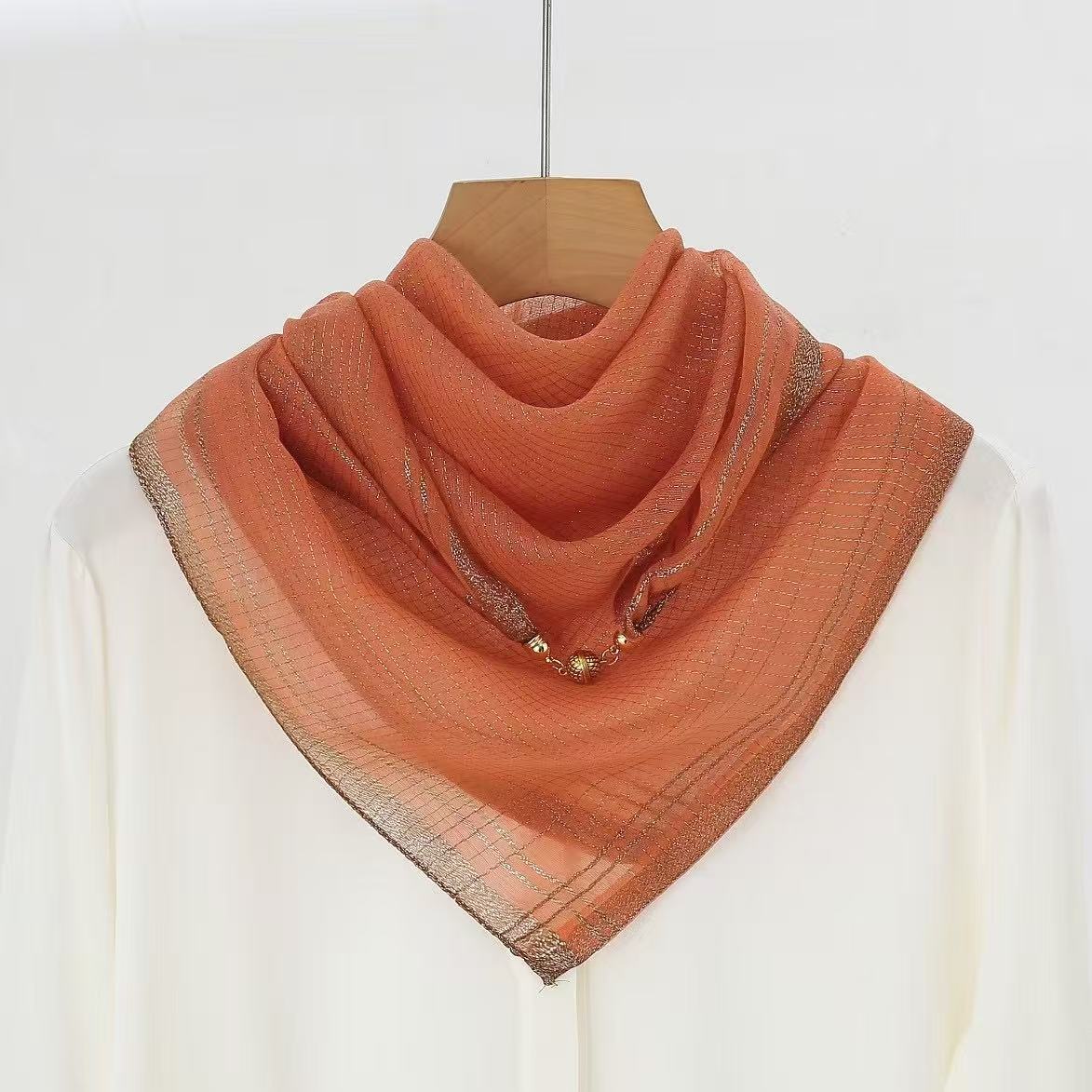 Small Square Scarves 70 x 70cm Metallic Yarn Small Plaid Square Scarf