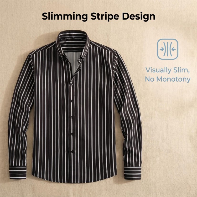Striped YC 4-Way Stretch Digital Print Long-Sleeve Shirt