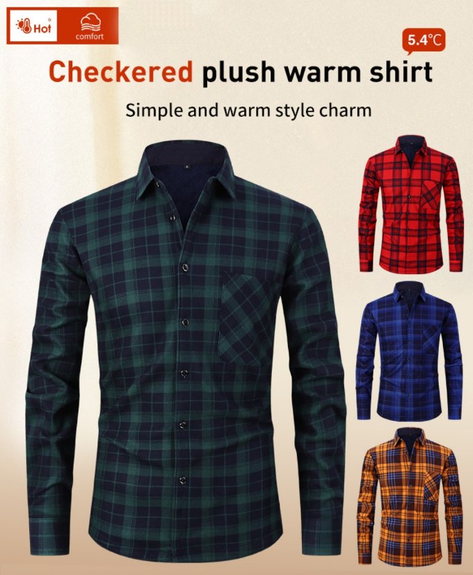 Plaid shirt BN17 Fleece-Lined Plaid Shirt