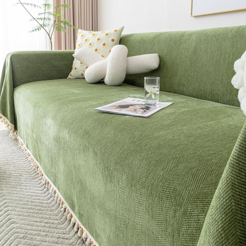 Jacquard sofa throw Pom-pom Herringbone Sofa Throw
