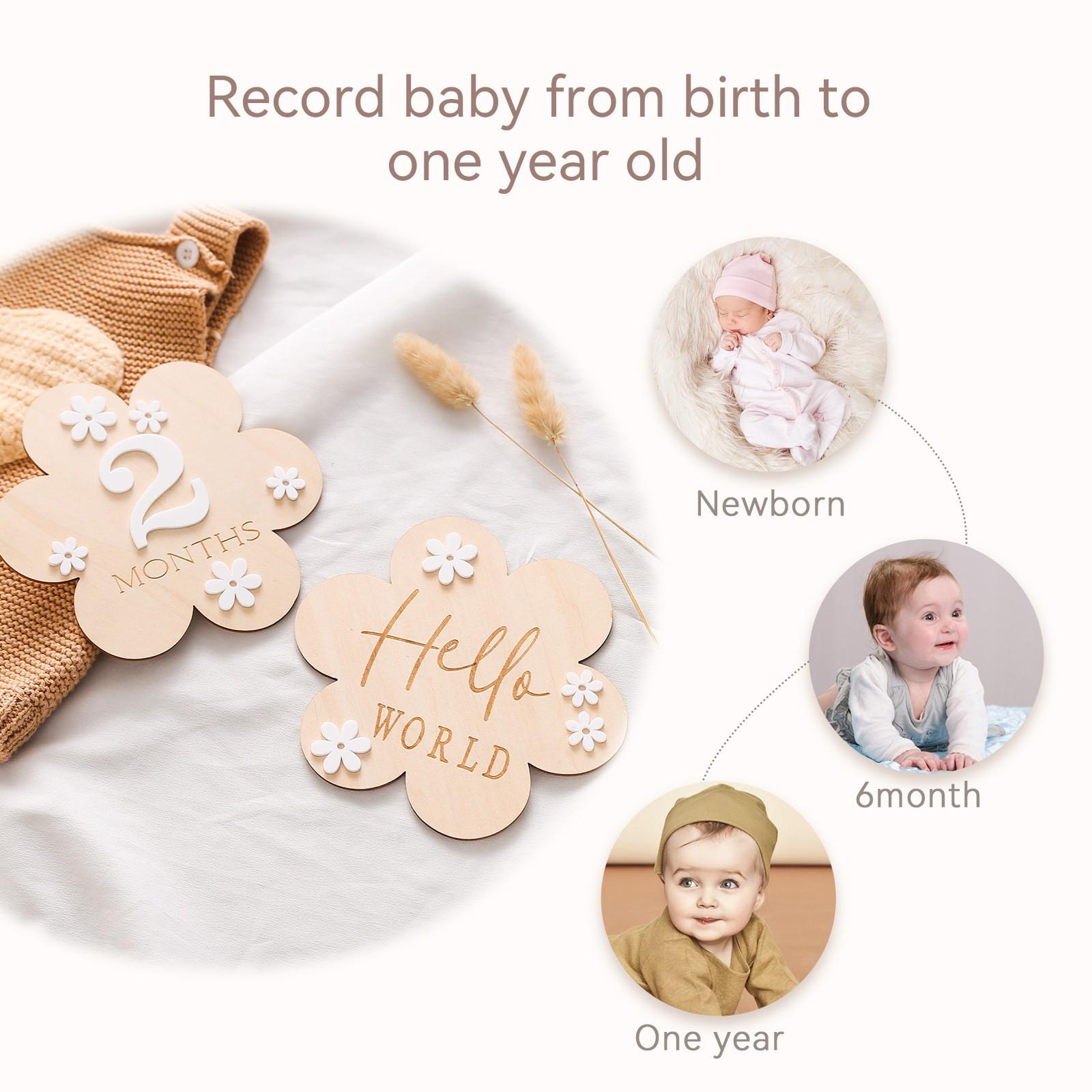 Infant Baptism Newborn Baby Photo Commemorative Flower 1-12 Month Birthday Photo