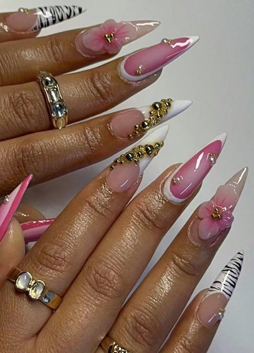 Others Zebra-Print Press-On Nails